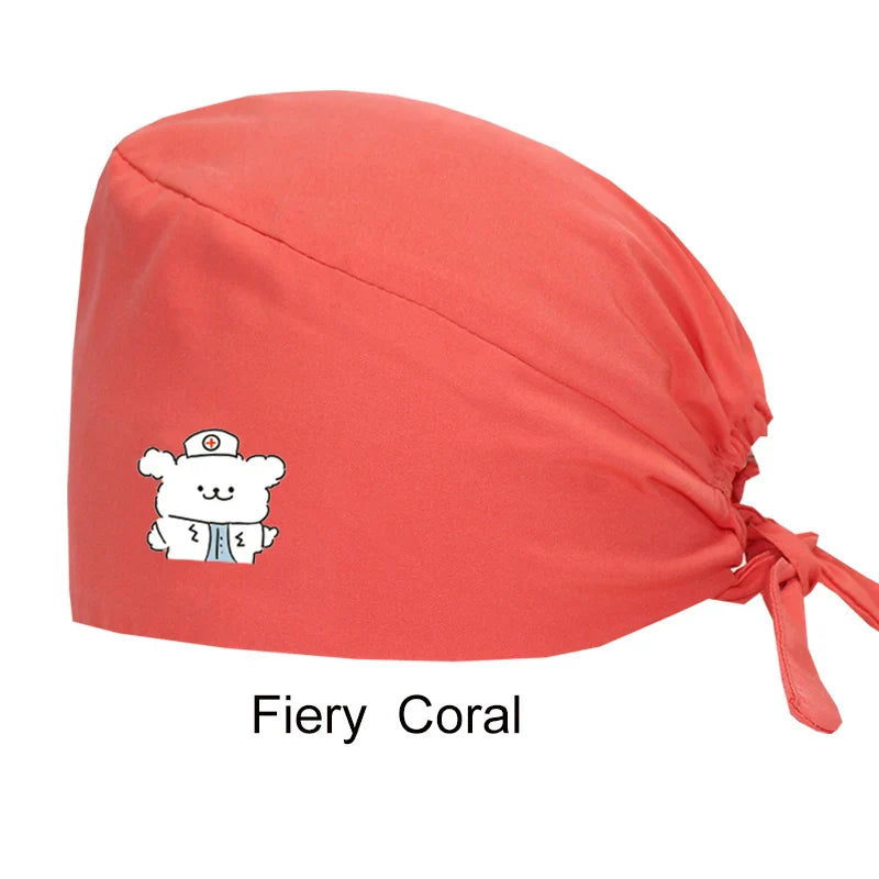 Cralom Women's Solid Scrubs Caps for Medical and Beauty Professionals