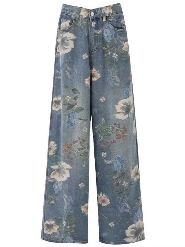 Cralom Vintage Printed High Waist Wide Leg Jeans 2025 - Women's Fashion