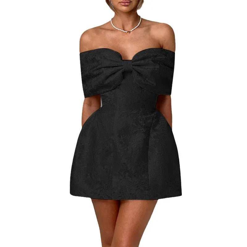 Cralom Elegant Bow Backless Short Skirt Dress | 2025 Summer