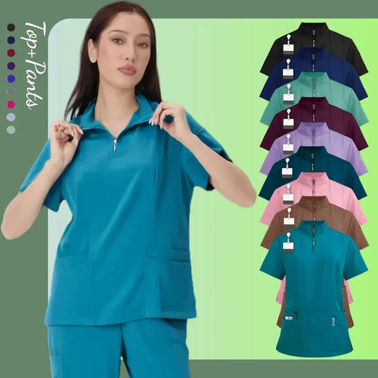 Cralom Unisex V-Neck Medical Scrubs Set - Hospital Work Uniform