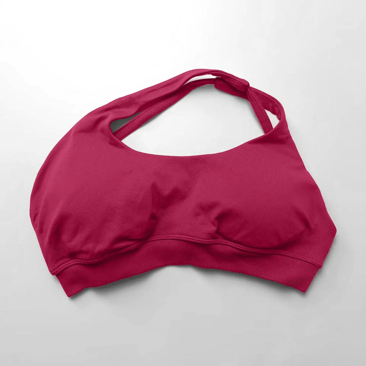 Cralom Asymmetric High Support Halter Sports Bra for Women - Backless Fitness Activewear