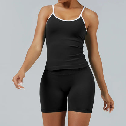 Cralom Yoga Set: Backless Sports Vest & Quick-Dry Leggings for Gym & Pilates