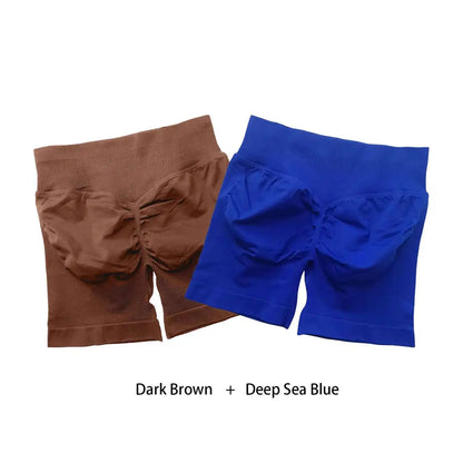 Cralom Seamless Leggings Gym Shorts Set for Women - Push-up Fitness Bottoms