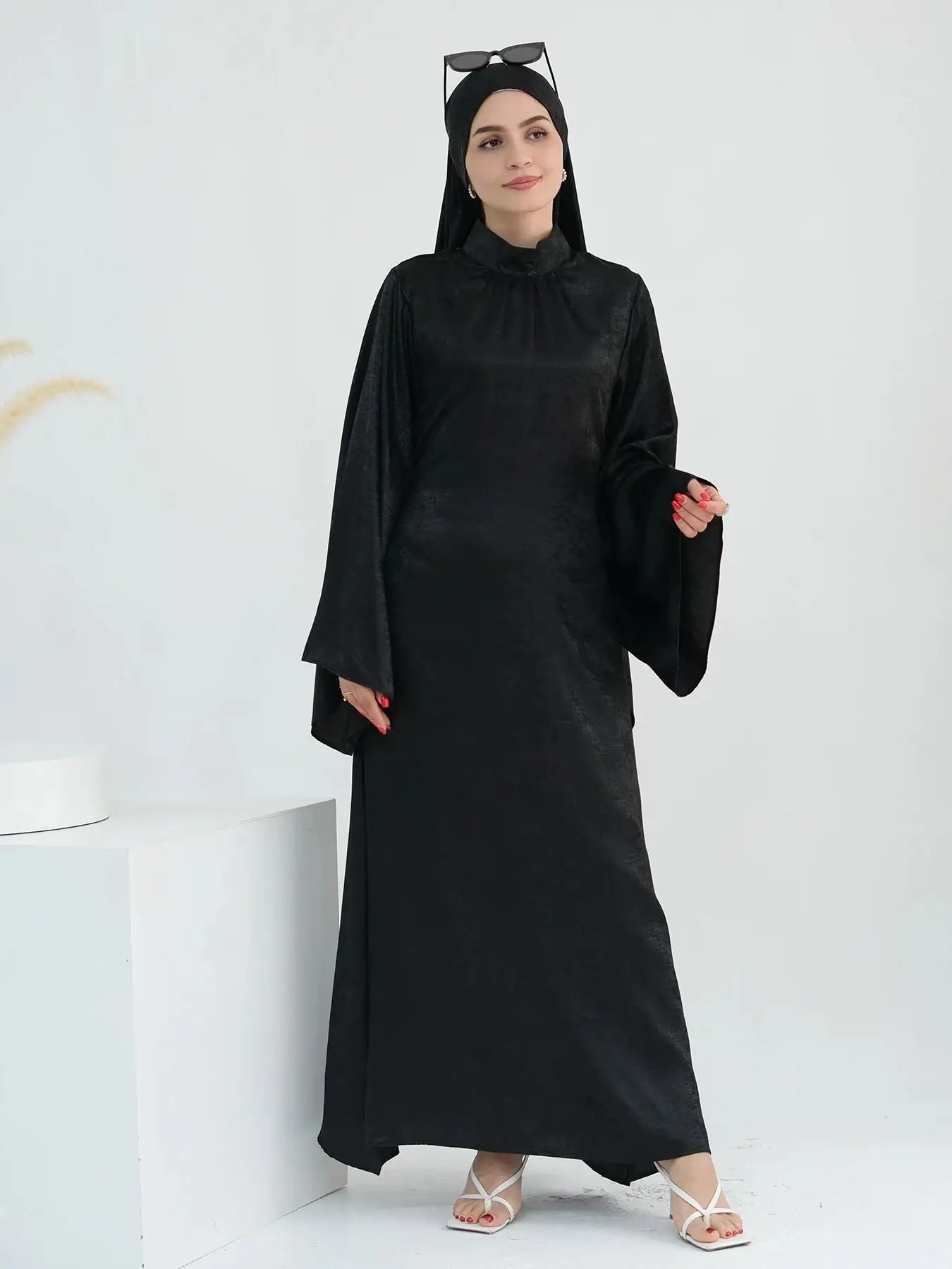 Cralom Ramadan Flare Sleeve Abaya Dress Modest Kaftan Luxury Dubai Abayas