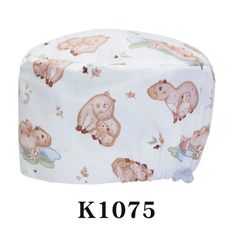 Cralom Cartoon Print Scrub Cap - Comfortable Women's Nurse Hat