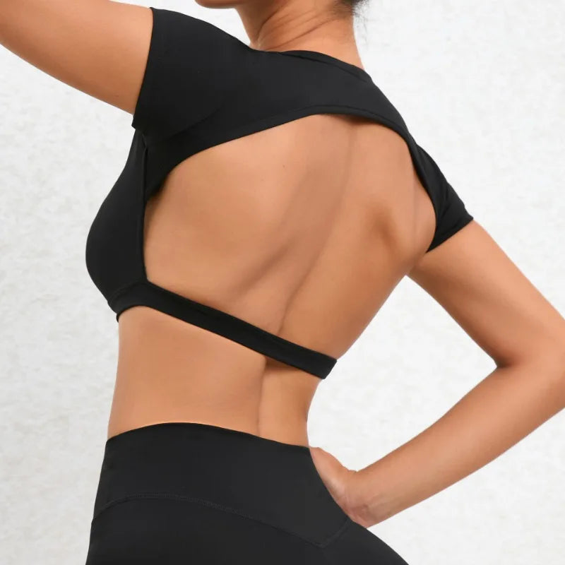 Cralom Seamless Yoga T-Shirt: Naked Feel, Quick-Dry, Beautiful Back Design