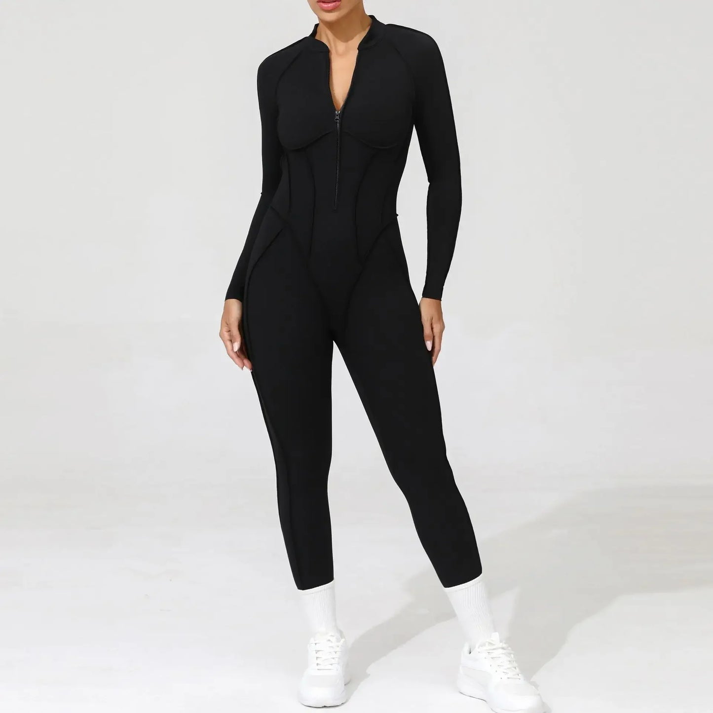 Cralom Backless Yoga Jumpsuit | Long Sleeve Tight-Fit Activewear