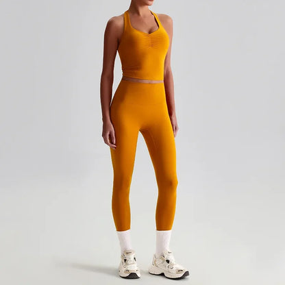 Cralom Naked Feel Seamless Yoga Set: Sports Bra & Slim-Fit Leggings