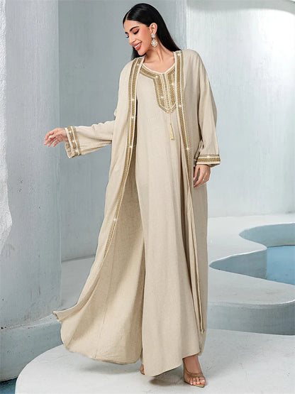 Cralom Ramadan Eid Abaya Set: 2-Piece Ensemble for Women