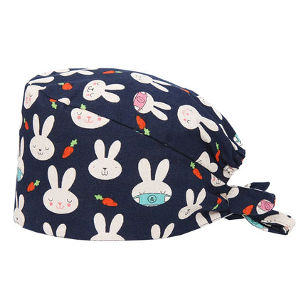 Cralom Cartoon Print Cotton Scrub Caps for Pet Grooming & Medical Professionals