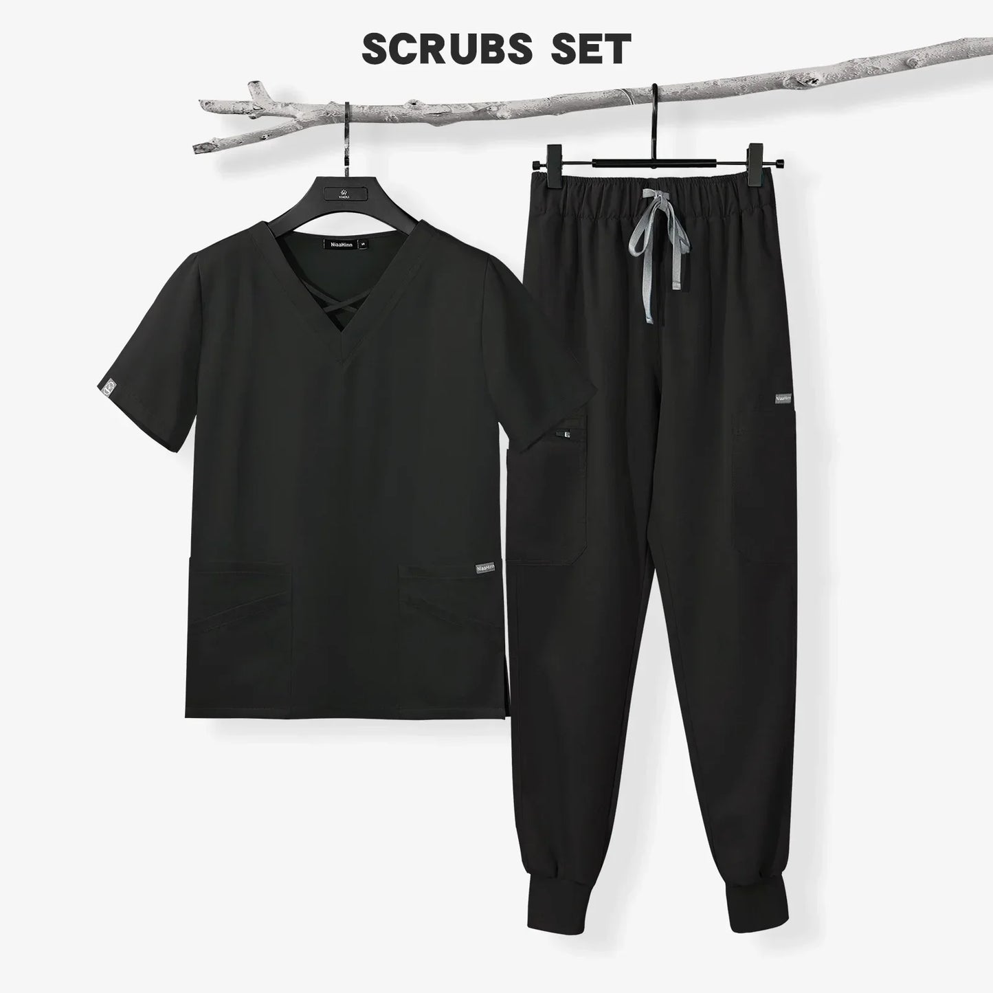 Cralom Pet Shop Medical Scrubs Set for Women with Short Sleeves