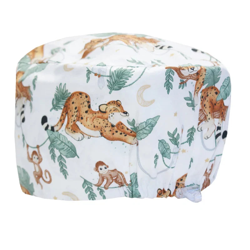 Cralom Cartoon Animals Unisex Surgical Scrub Caps for Medical Professionals