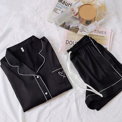 Cralom Summer Ice Silk Short Sleeve Cardigan - High-End Ins Style Home Wear