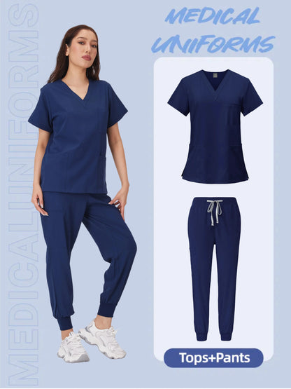 Cralom Anti-Wrinkle Nurse Scrubs Set with Pockets