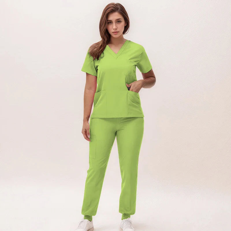 Cralom V-Neck Scrub Set - Premium Nurse Uniform & Doctor Surgical Workwear
