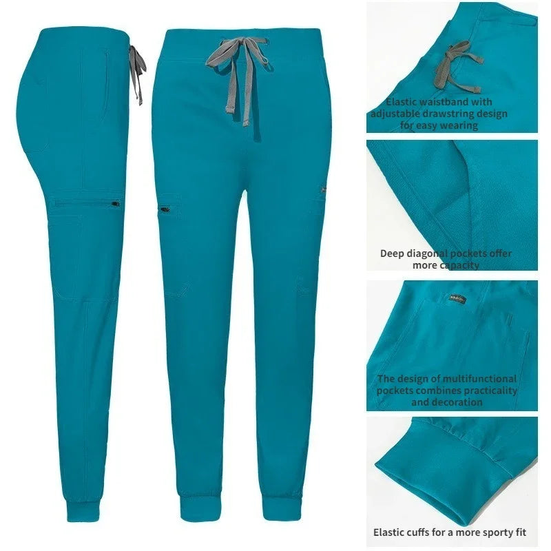 Cralom Stretch Scrub Set: Top & Pants With Pocket, Premium Nurse Doctor Uniform