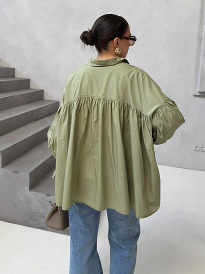 Cralom Women's Loose Fit Button Blouse 2025 Spring Collection