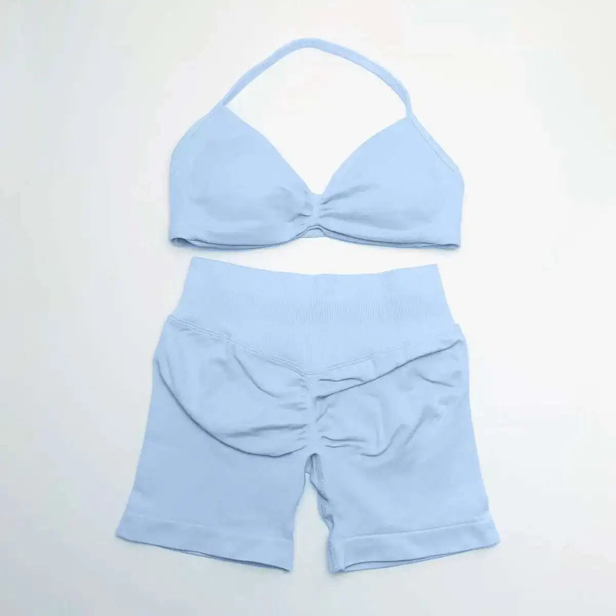Cralom Strappy Bra & Shorts Yoga Set for Women - Pilates Fitness Sportswear