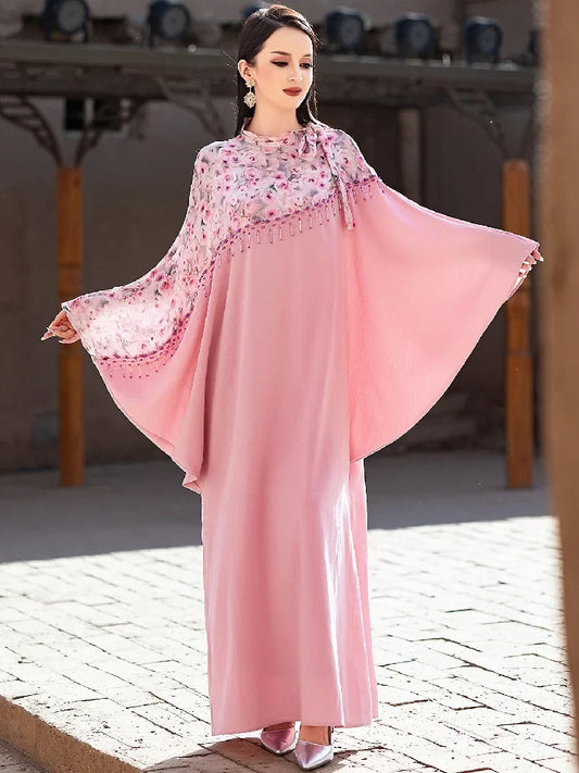 Ramadan Pink Abaya by Cralom: Elegant Arabic Islamic Dress for Women