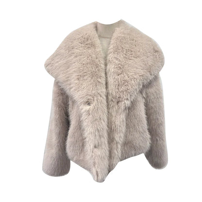 Cralom Lapel Patchwork Button Jacket - Solid Stylish Coat for Women