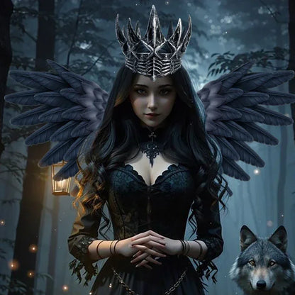 Cralom Crow Crown Headband for Halloween Party Cosplay Snow White Hunter Costume
