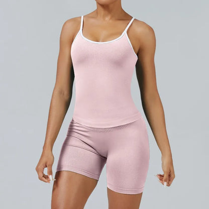 Cralom Yoga Set: Backless Sports Vest & Quick-Dry Leggings for Gym & Pilates