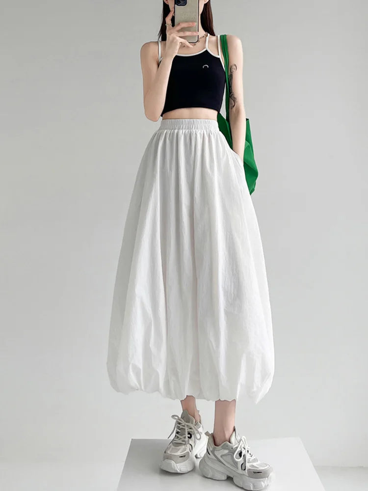 Cralom Vintage Streetwear Casual Skirts | High Waist Ball Gown | 2025 New Spring Summer