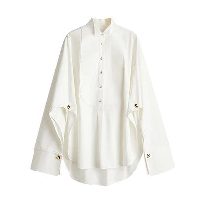 Cralom Hollow Out Women's Shirt - Spring Casual Lapel Blouse