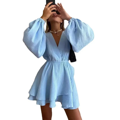 Cralom Deep V-neck Layered Summer Dress