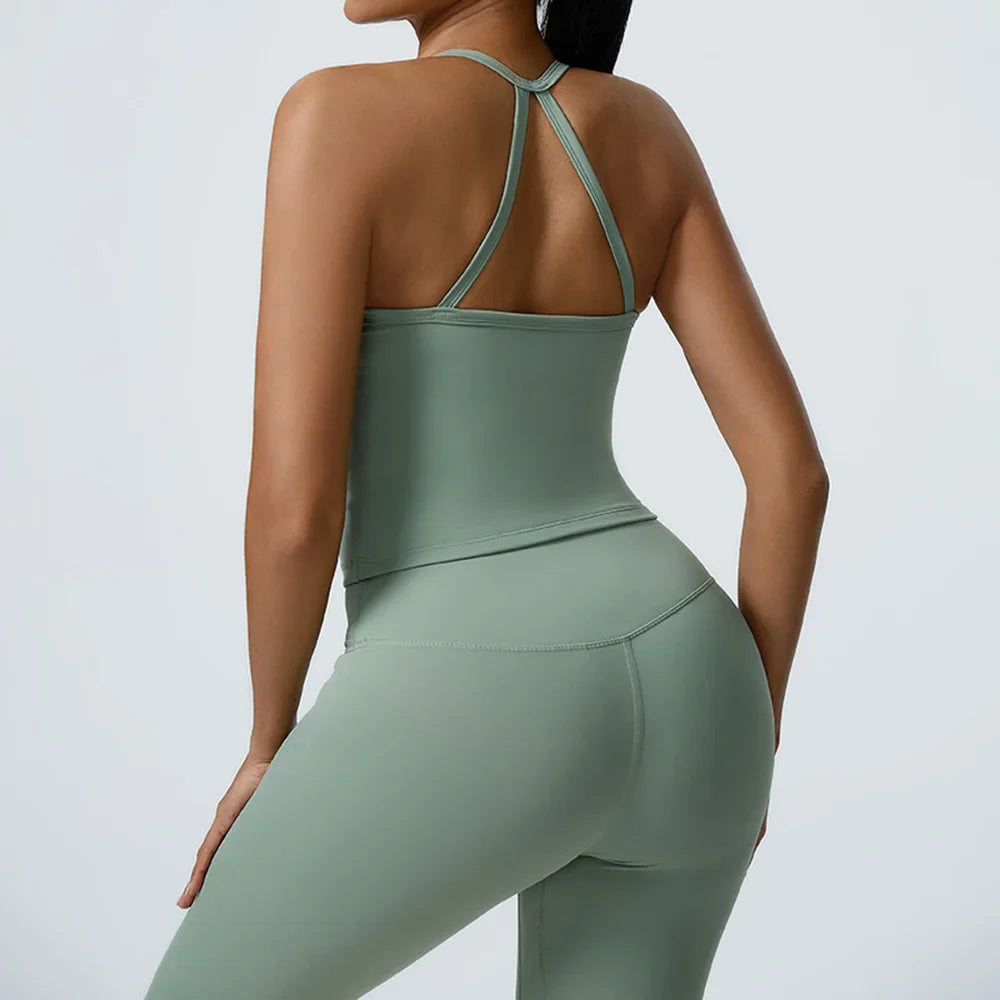 Cralom Yoga Tank Top Women Workout Gym Training Vest Quick Dry Sportswear