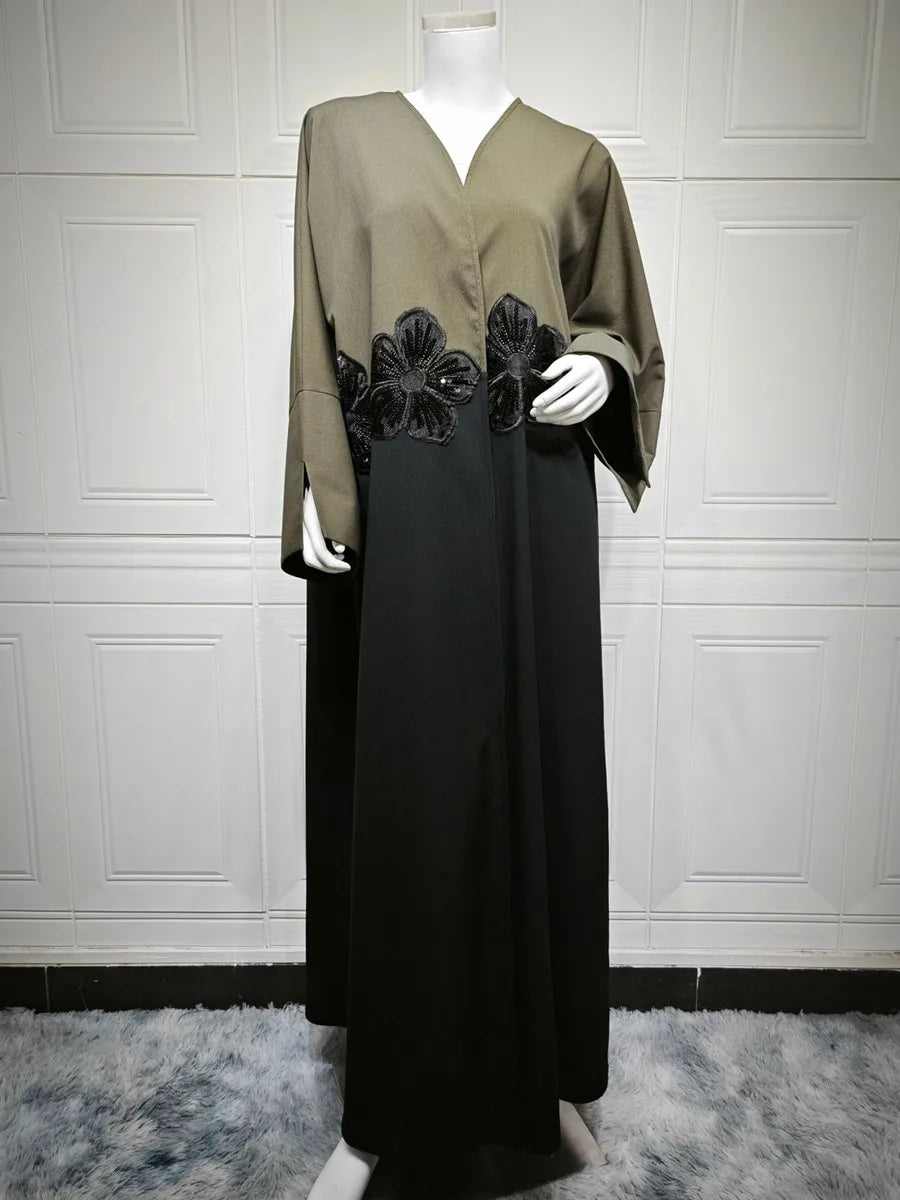 Cralom Luxury Kimono Abaya Maxi Dress for Elegant Muslim Fashion