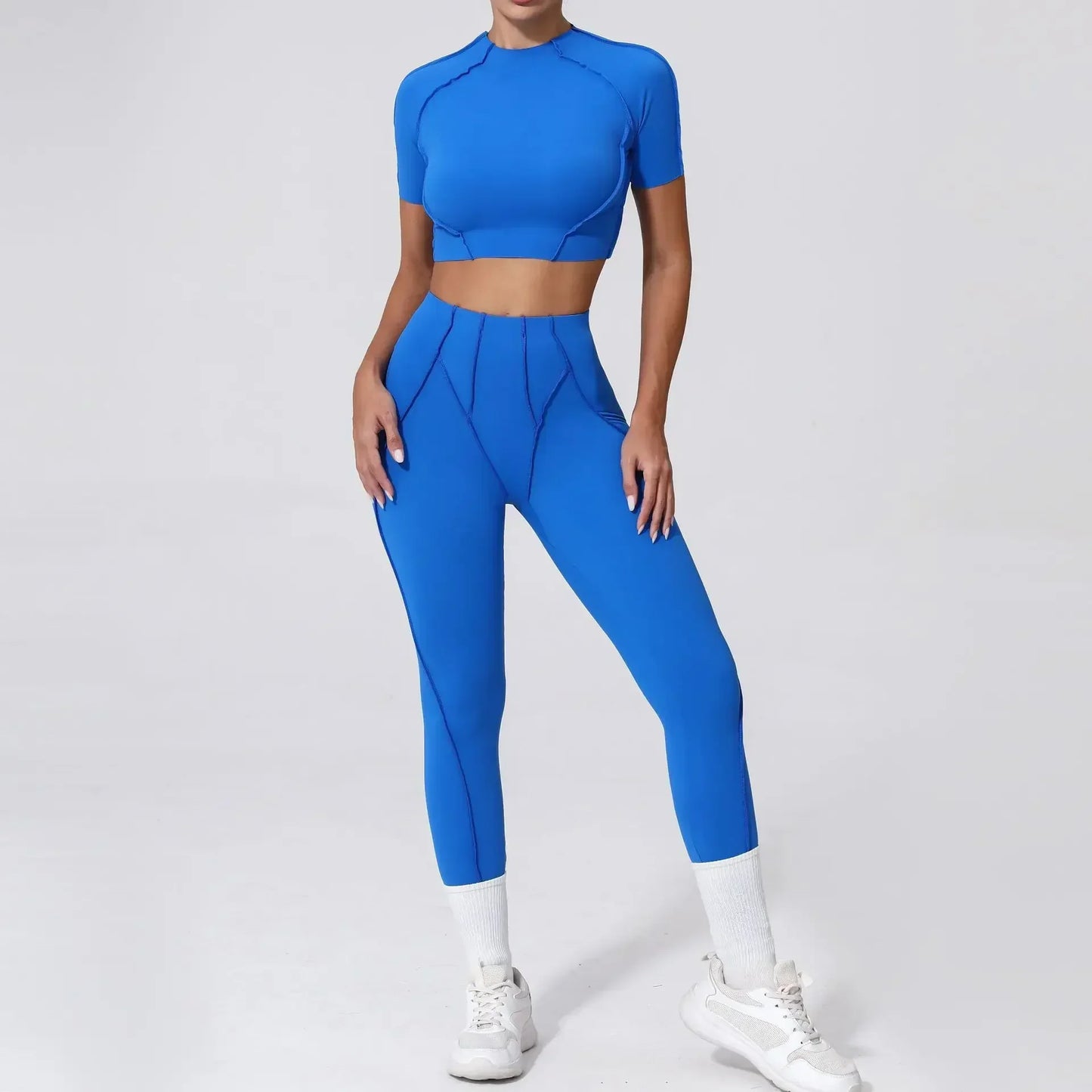 Cralom Seamless Yoga Set: Breathable High-waisted Hip-lifting Trousers for Fitness & Running