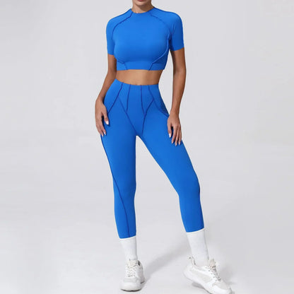 Cralom Seamless Yoga Set: Breathable High-waisted Hip-lifting Trousers for Fitness & Running
