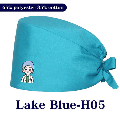 Cralom Cartoon Printed Surgical Scrub Caps for Medical & Pet Grooming Pros