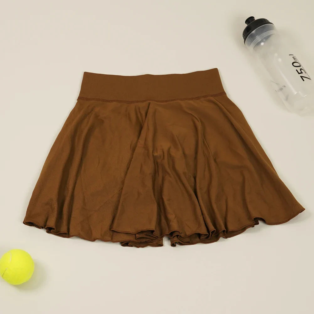 Cralom Women's Tennis Skirt with Built-in Yoga Shorts and Stretchy Quick-Dry Material