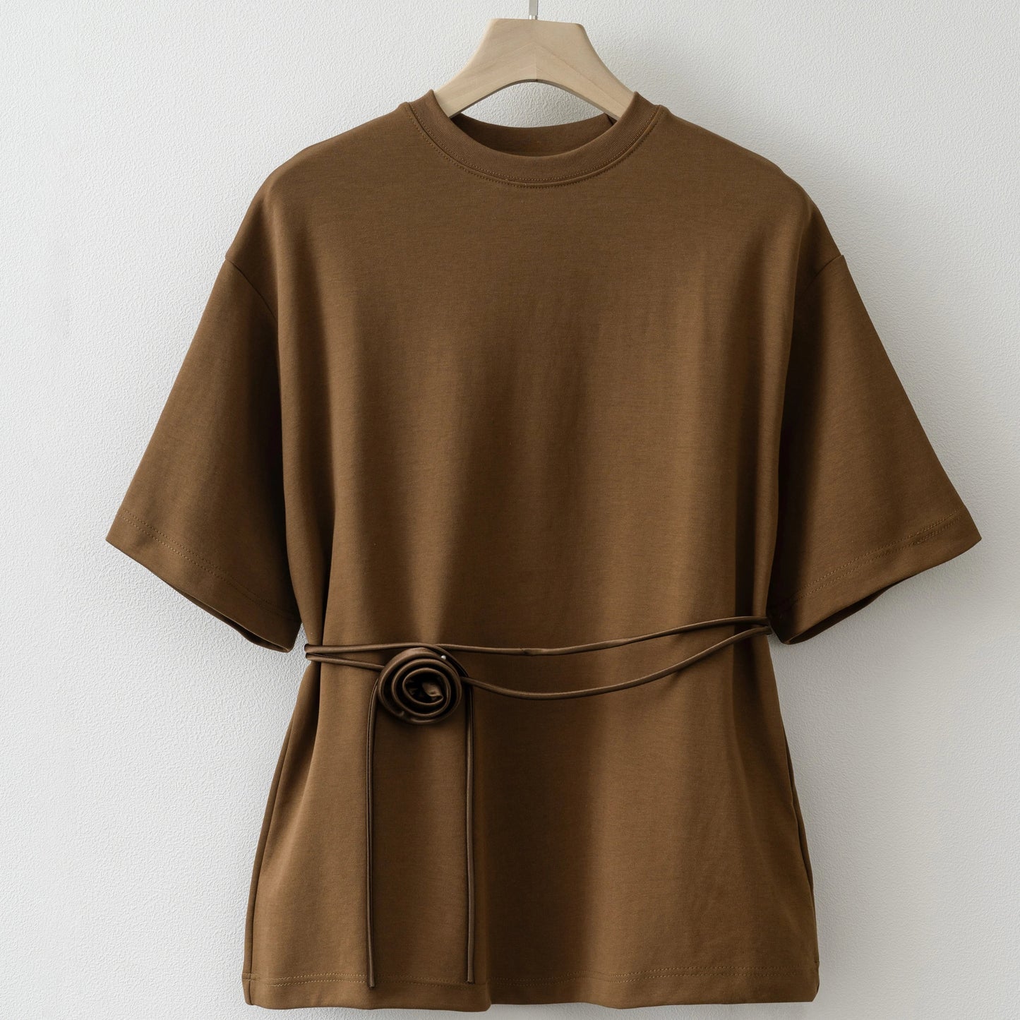 Cralom Lace Up Flower Shirt - Short Sleeve O-Neck Spring Outwear