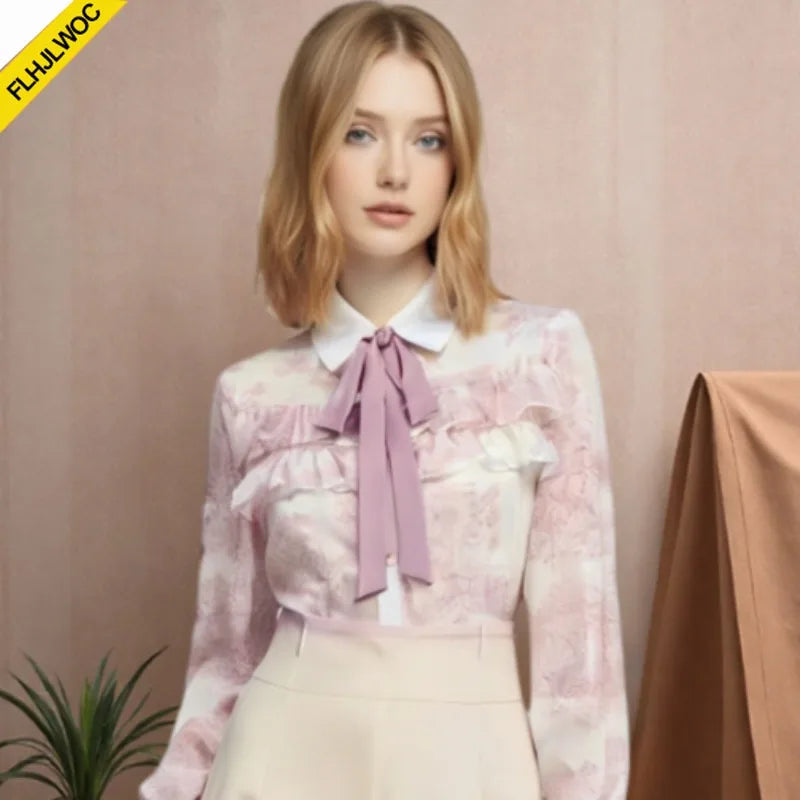 Cralom Long Sleeve Preppy Style White Collar Blouse
