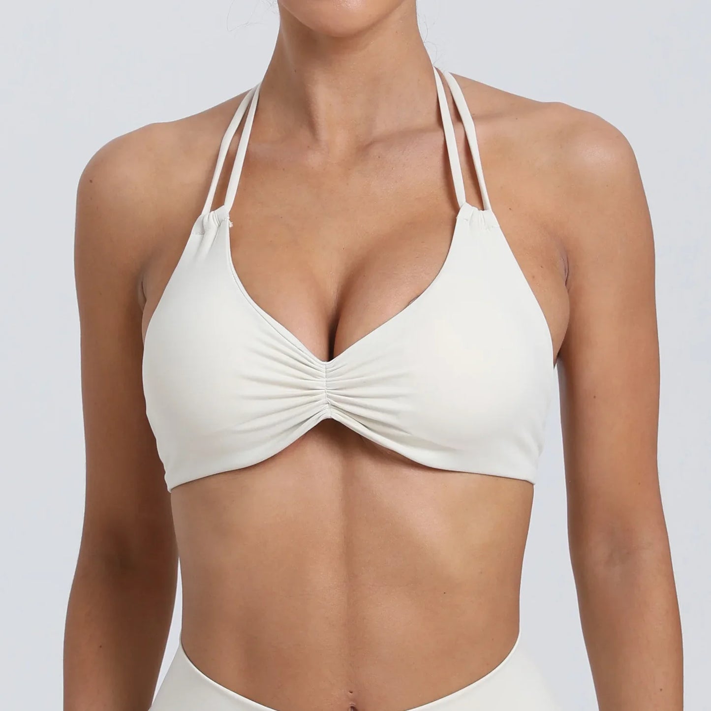 Adjustable Yoga Sports Bra for Women by Cralom: Halter Cross-Back Workout Top