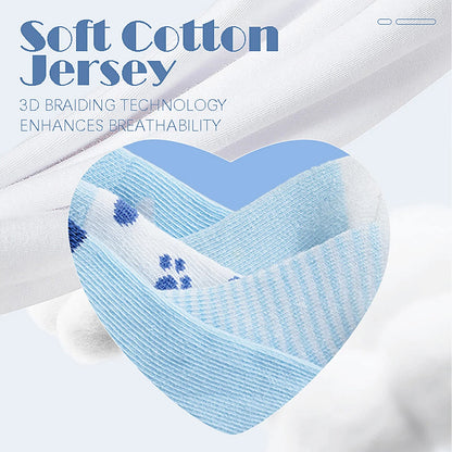 Kids Cotton School Socks Set 100% Breathable Anti-Slip Casual Sports by Cralom
