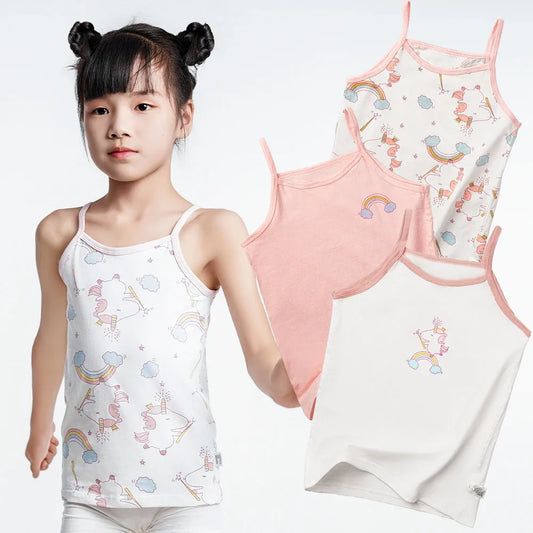 Girls Cotton Singlet Tops Breathable Tank by Cralom - Kids Cartoon Camisole Undershirt