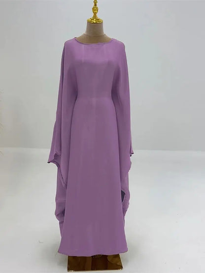 Helynys Butterfly Satin Maxi Abaya - Luxurious Dubai Kaftan Dress