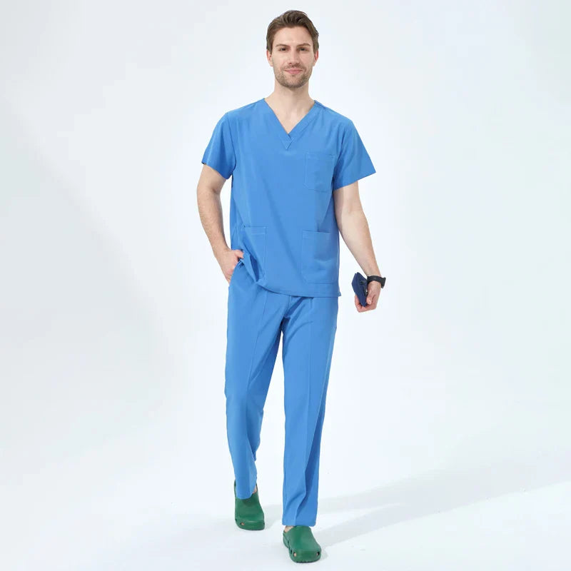 Cralom V-Neck Scrubs Set: Women's Slim Fit Surgeon Uniform Operating Room Stretch