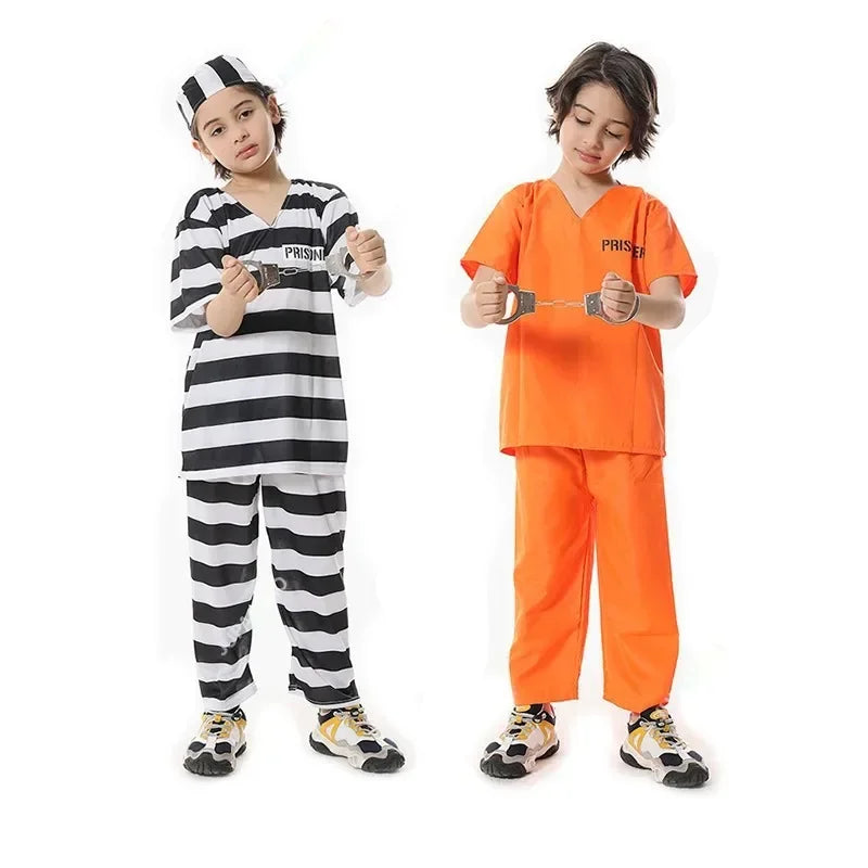 Cralom Men's Orange Prisoner Jumpsuit Halloween Costume