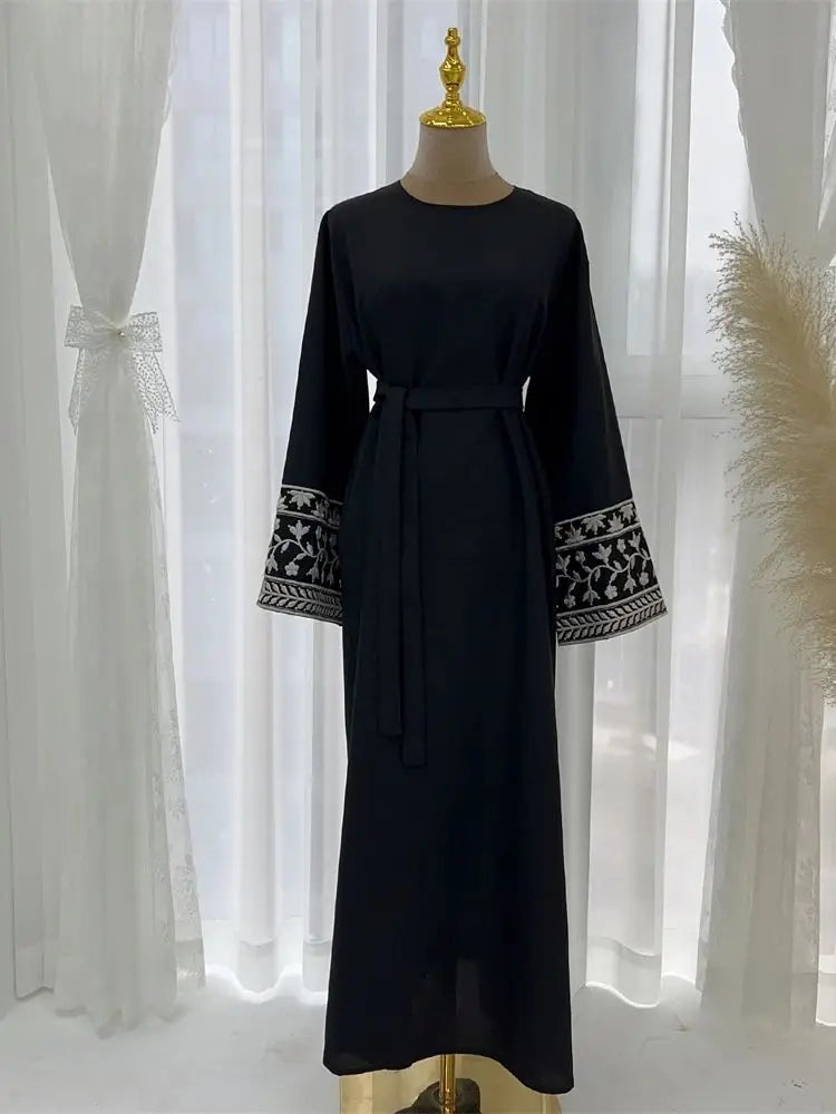 Cralom Black Eid Abaya Modest Dress for Muslim Women