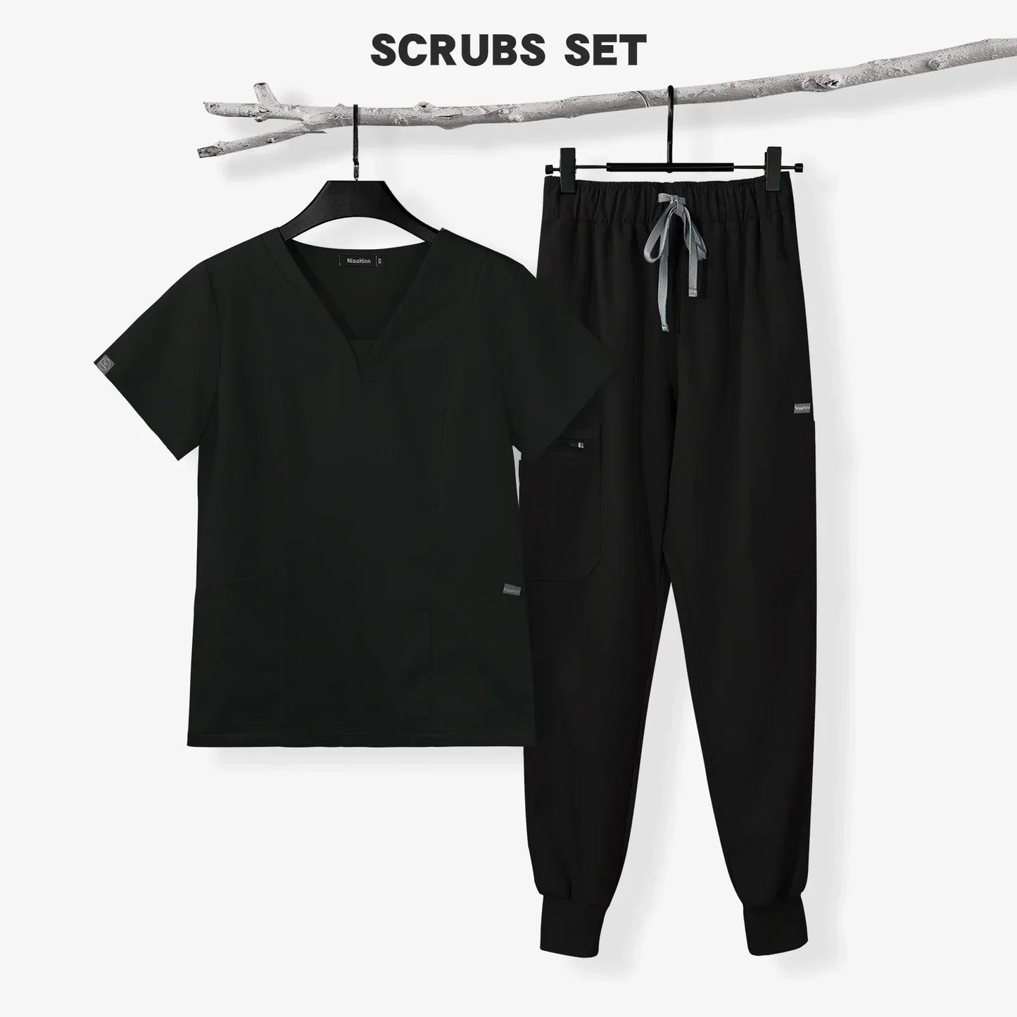 Cralom Men's Scrubs Set: Top & Relax Pants, Short Sleeve, Leisure Fit