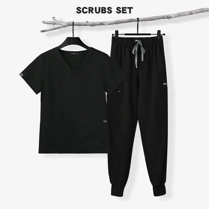 Cralom Men's Scrubs Set: Top & Relax Pants, Short Sleeve, Leisure Fit