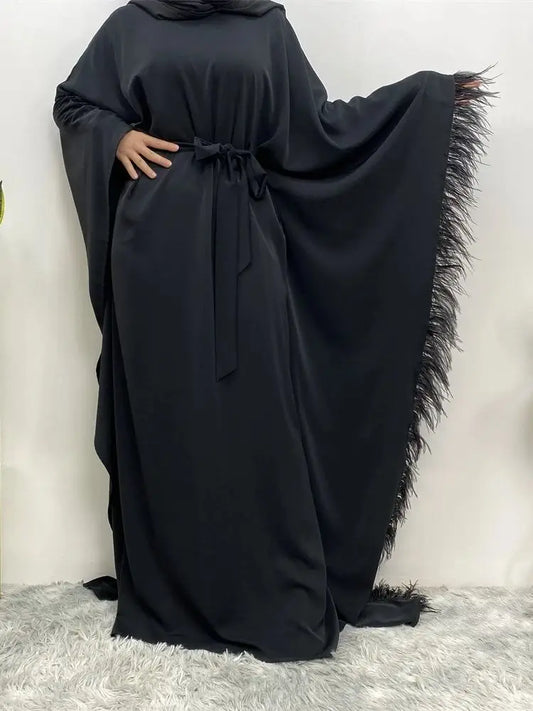 Cralom Women's Classic Black Djellaba Robe: Modest Fashion Abaya Kaftan
