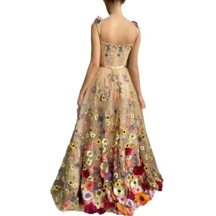 Cralom Summer Mesh Tulle Sequins Dress Women Sexy See Through Dots Party Evening Prom
