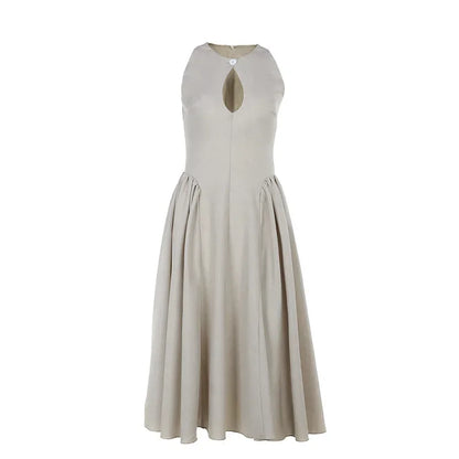 Cralom Sleeveless V-neck Hollowed Out A-list Dress for 2024 Summer