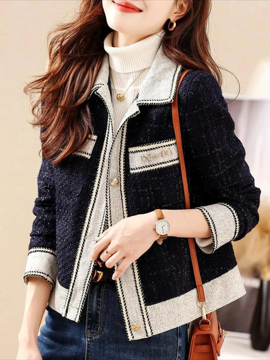 Cralom Vintage Patchwork Short Coat Korean Style Harajuku Jacket Woman Spring Autumn
